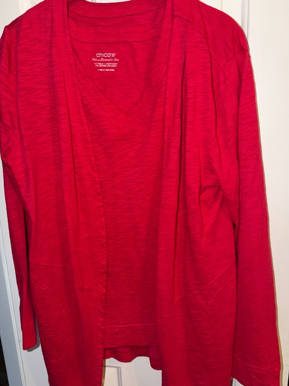 Chico’s Bundle Set of 2 Open L/S Cardigan with Pockets Matching Tank Red Size 8